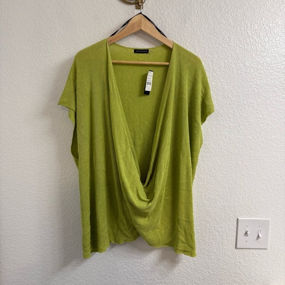 JOSIE NATORI Melange Knit Silk & Cotton Pullover in Key Lime Size L BNWT - Picture 1 of 5